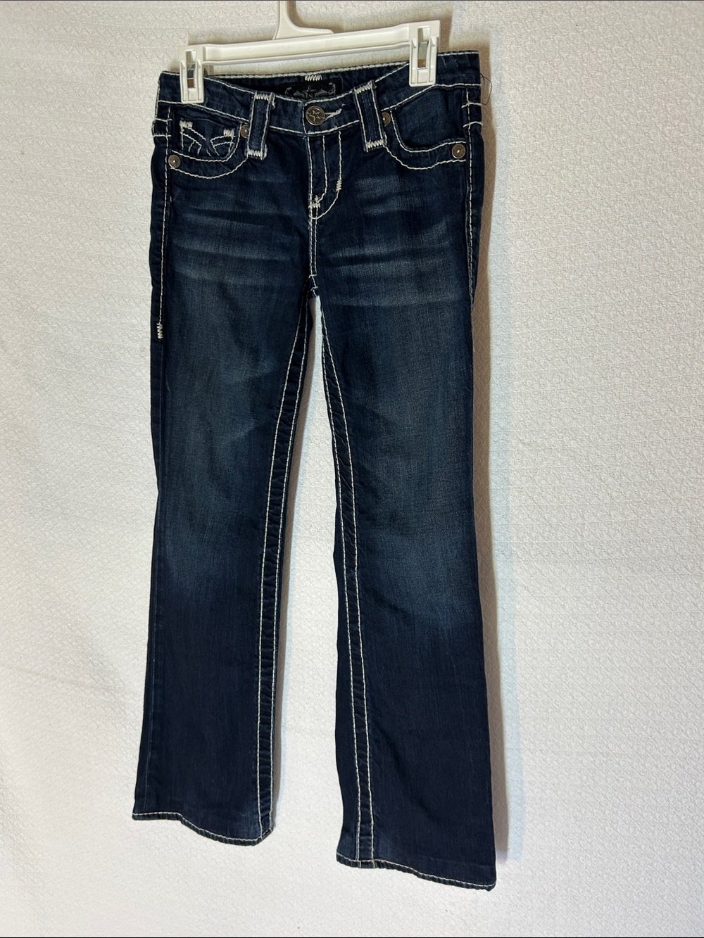Dark Blue Women's Bootcut Jeans with Contrast Stitching